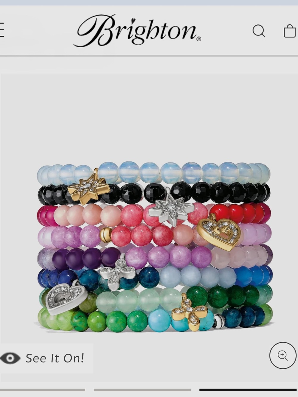 NEW Brighton Semi precious beads Swarovski Crystals Stretch Bracelet! Stack !